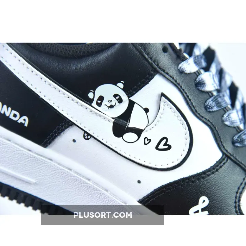 Custom BY You Nike Air Force 1 Low Panda Black White Custom BY You Nike Air Force 1 Low Panda Black White