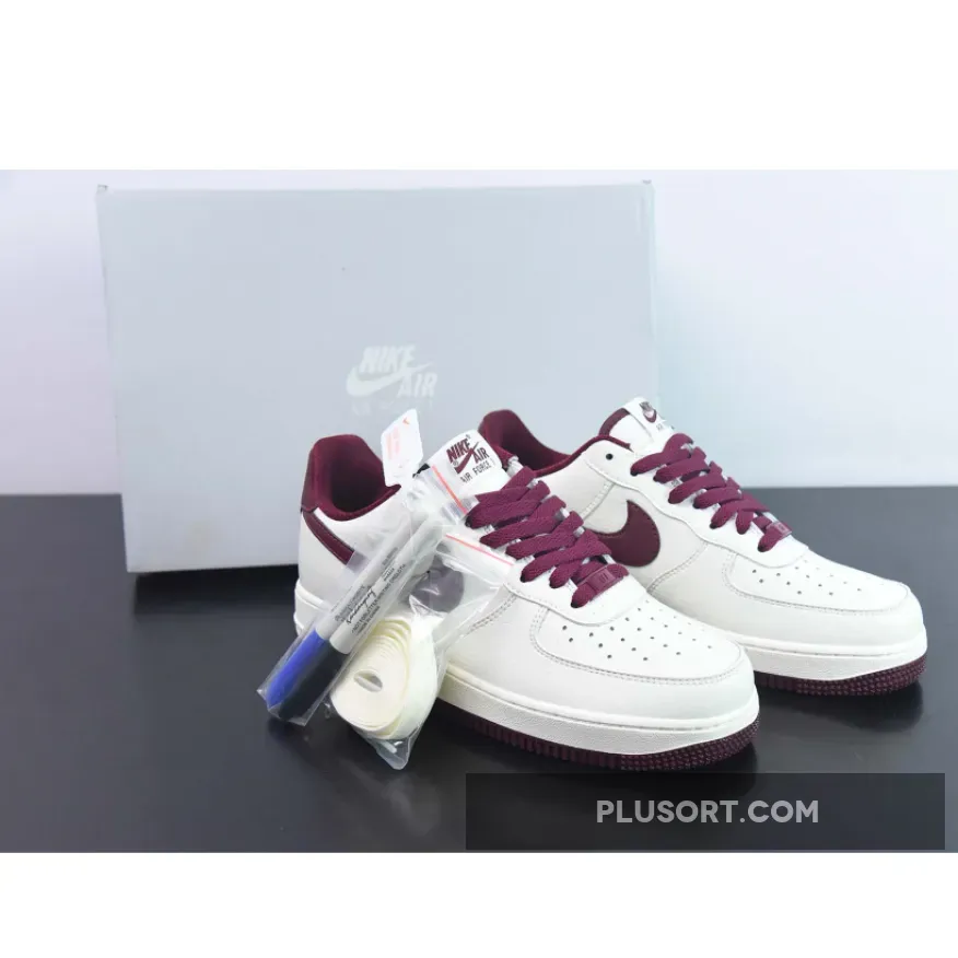 Custom Nike Air Force 1 Low White Wine Red