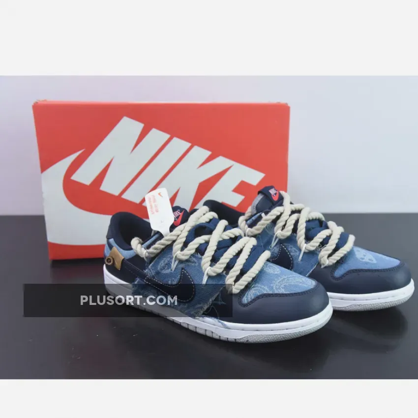 Custom Nike Dunk Low Denim Navy Blue