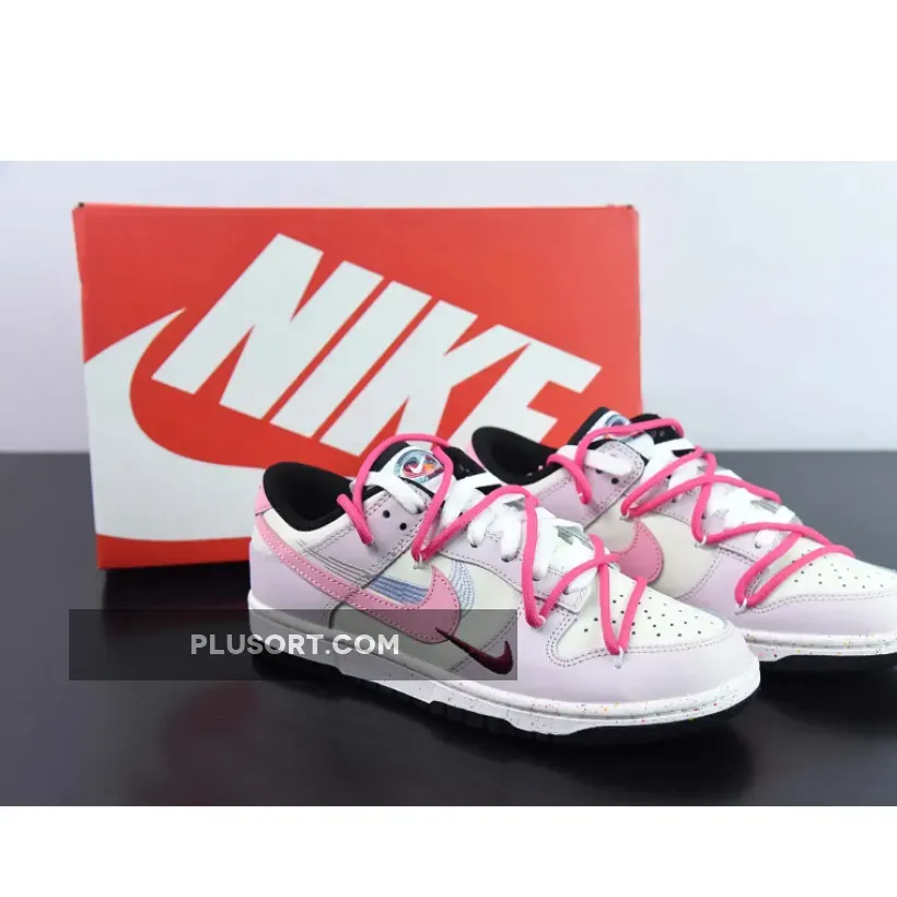 Custom Nike Dunk Low ‘Multiple Swooshes’ Pink Sail Black