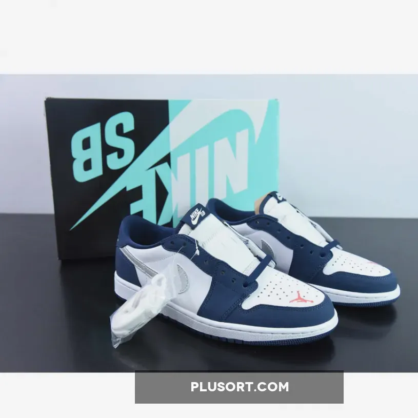 Eric Koston X Air Jordan 1 Low Sb Midnight Navy/White-Ember Glow-Metallic Silver AJ1