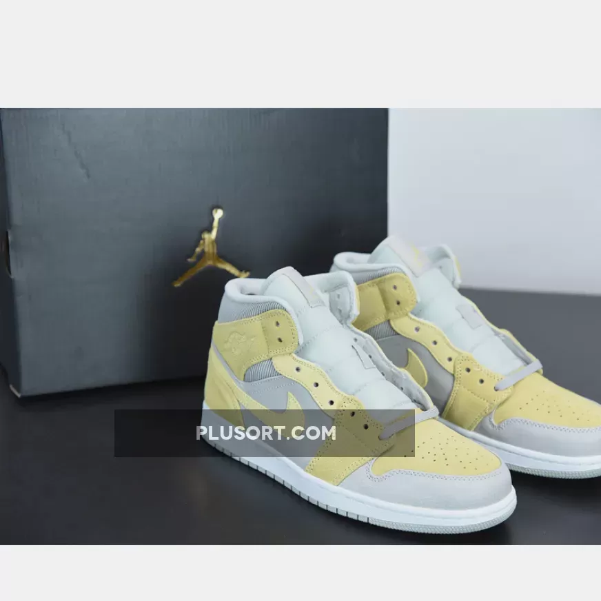 Jordan 1 Mid SE Grey Fog Lemon Wash