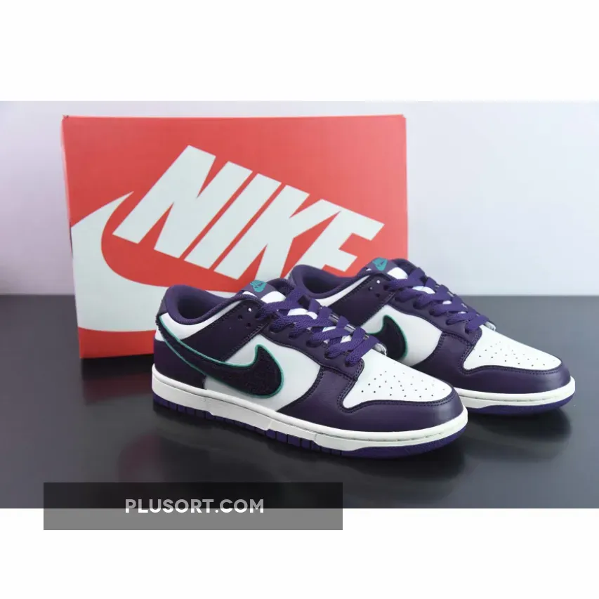 Nike Dunk Low "Chenille Swoosh" Sail/Grand Purple-Green