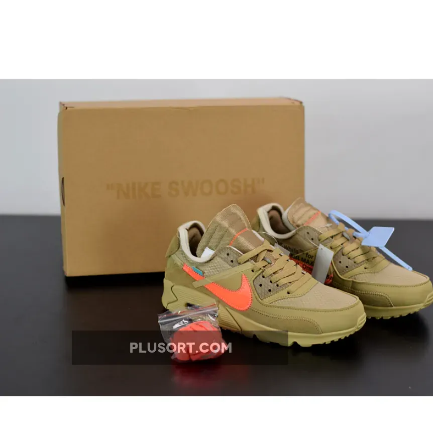 Off-White x Nike Air Max 90 Desert Ore/Hyper Jade-Bright Mango