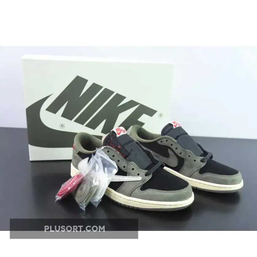 Travis Scott x Air Jordan 1 Low OG Black/Sail-Medium Olive